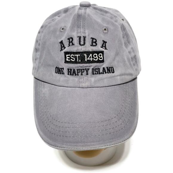 Aruba One Happy Island Ball Cap Grey Adjustable 100% Cotton - Picture 5 of 8